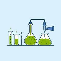 A laboratory with green liquid and a beaker vector