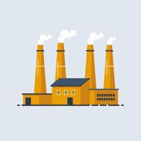 Factory with chimneys and smoke stacks vector