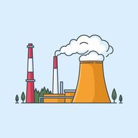 An illustration of a factory with smoke coming out of the chimney vector