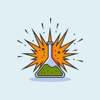A laboratory flask with green liquid and a burst of light vector