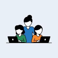 Modern Digital Work Environment in a Flat Art Style vector