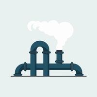 A pipe with smoke coming out of it and a pipe with a valve vector
