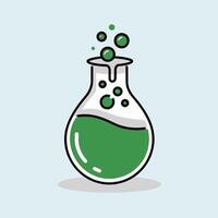 Flask Filled with Fizzy Green Liquid in a Flat Design vector