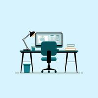Minimalist Office Workspace with Essential Work Tools vector