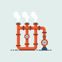 An illustration of a pipe system with steam coming out of it vector