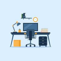 Modern Desk Setup for a Productive Work Environment vector