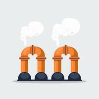 Two pipes with steam coming out of them vector