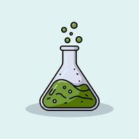 A laboratory flask with green liquid inside vector