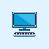 Office Desk Essentials Monitor and Keyboard vector