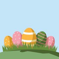 Pastel and Vibrant Easter Eggs in Soft Grass vector