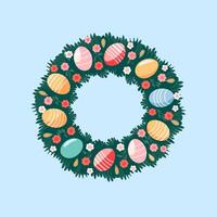 Colorful Easter Egg Wreath for a Joyful Holiday Atmosphere vector