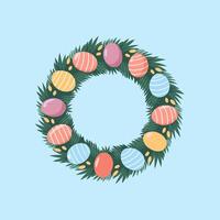 Charming Easter Egg Wreath with Delicate Ribbons and Blooms vector