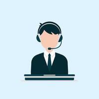 Dedicated Call Center Agent Offering Quality Service vector