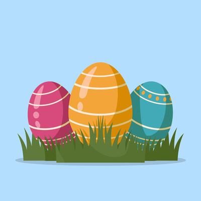 Colorful Easter Eggs Nestled in Green Grass