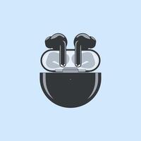 Portable Earbuds with a Stylish Charging Case Design vector