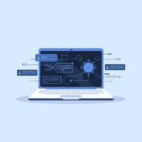 Cyber-Themed Laptop Display with Futuristic UI vector