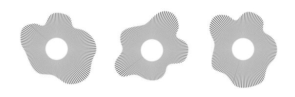 Circular sound waves audio music round symbols of voice equalizers radial spectrum designs ring patterns. vector