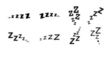 Zzz bed sleep snore icons snooze nap Z sound . Sleepy yawn or insomnia sleeper alarm clock Zzz line icons of goodnight deep sleep, bored or tired vector