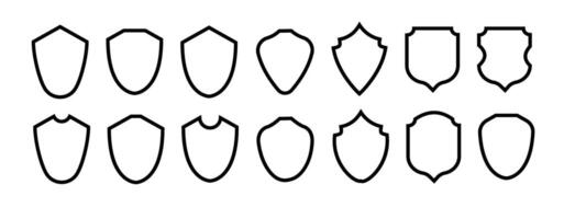 Shield frame set. Collection shield signs. Empty outline icons. vector