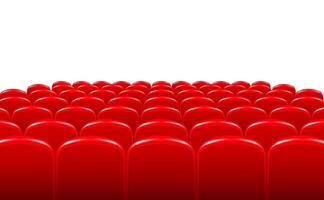 Rows of red cinema or theater seats in front of transparent background. . vector