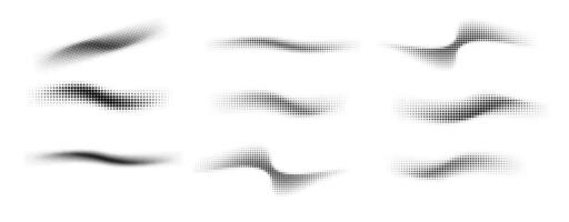 Dotted halftone waves. Abstract shapes, wave effect dotted gradient. Halftone graphic dots waves. Wave dotted halftone. vector