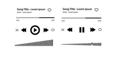 Music player Song plaque with buttons loading bar equalizer sign sound wave and frame for album photo. Trendy music player interface . vector