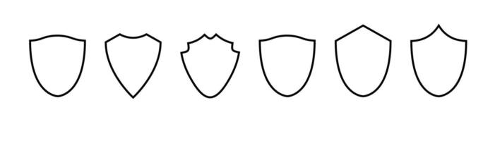 Shield frame set. Collection shield signs. Empty outline icons. vector