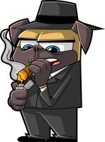 Stylish Mobster Dog Character With A Lit Cigar And Confident Look vector