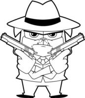 Armed And Dangerous Cartoon Dog In A Powerful Action Stance vector