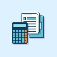 Budget Calculation with a Business Calculator and Papers vector