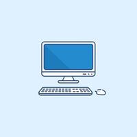 Minimalist Computer Monitor and Keyboard Illustration vector