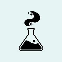A black and white illustration of a flask with a liquid vector