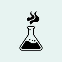 A black and white illustration of a flask with smoke coming out vector