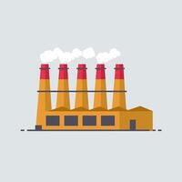 An illustration of a factory with smoke coming out of the chimneys vector