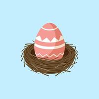 Springtime Easter Nest with Painted Egg vector