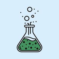 A chemical flask with green liquid in it vector