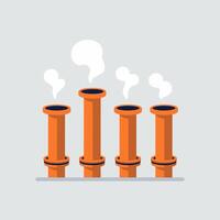 A group of pipes with smoke coming out of them vector