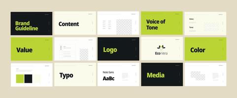 Brand identity framework template. Innovative brand standards layout. Logo and branding strategy guide vector