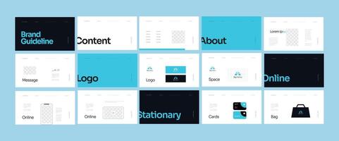 Brand identity framework template. Innovative brand standards layout. Logo and branding strategy guide. Brand presentation manual. vector