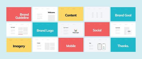 Brand strategy handbook. Visual identity framework. Logo application guide. Brand guideline template. vector