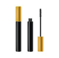 Mascara with brush in a closed and open tube isolated on a white background. vector