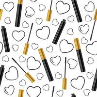 Seamless pattern with mascara in cartoon style. vector