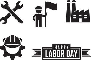 Labor Day Tools and Symbols Bundle vector