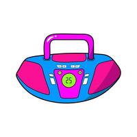 Illustration of a y2k tape recorder, graphics of a retro portable stereo boombox, flat illustration of a device from the 80s 90s, sticker, patch, icon, element for invitations, cards, banners vector