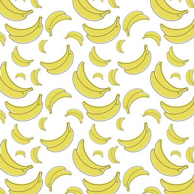 Banana stylish seamless pattern, repeat pattern for textile, wallpaper, wrapper, banner, poster, illustration in flat linear style