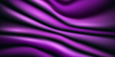 Purple drapery silk fabric luxury background. Wavy abstract pattern satin fabric texture. Smooth shiny curtain made of draping material. Elegant velvet curve moving image, realistic 3D vector