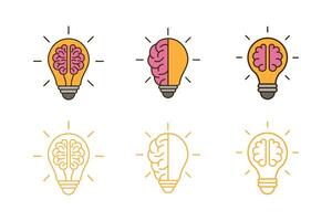light bulb and brain icon vector