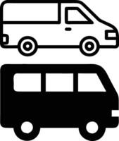 Van Icon Set Colorful vs Simple Black Style White Background vector