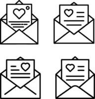 Heartfelt Message in Envelope Line Icon Set vector