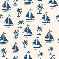 Sailboat and Palm Tree Seamless Pattern vector
